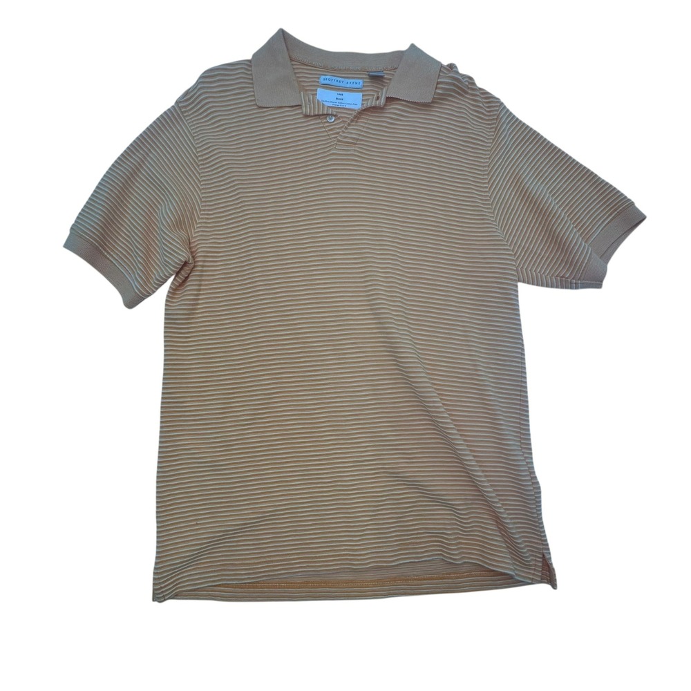 Geoffrey Beene Polo Shirt Mens XL Orange‎ Striped Short Sleeve Excellent Ribbed